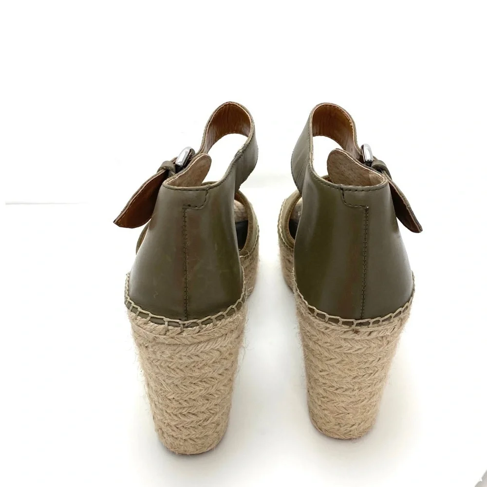 MARC Fisher Mlalida Suede Espadrilles Wedge Sandal in Olive Green Size 11 NWOT